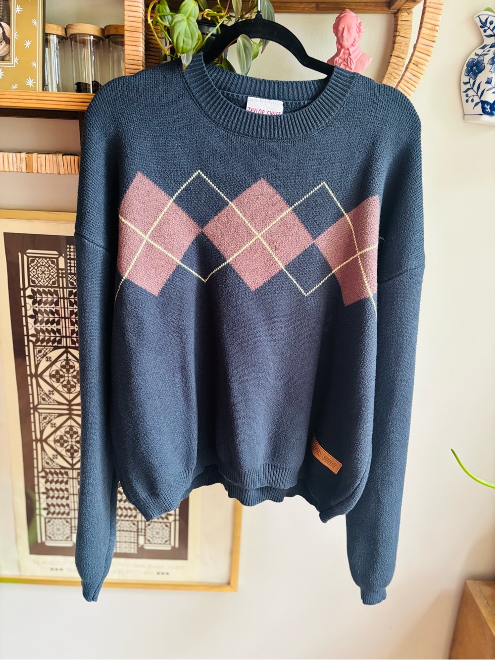 Taylor Swift Navy Argyle Sweater
